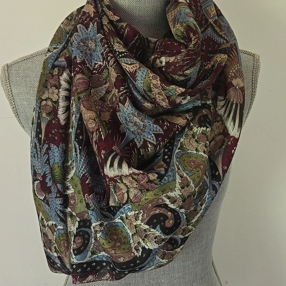 VINTAGE Oversized Indian Silk Shawl Scarf